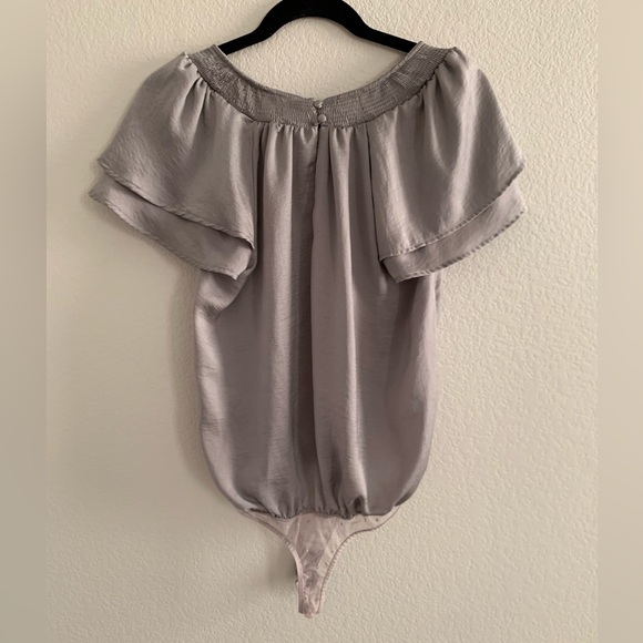 Maxwell, Grey Ruffle Body Suit, Satin, Small - Picture 3 of 5